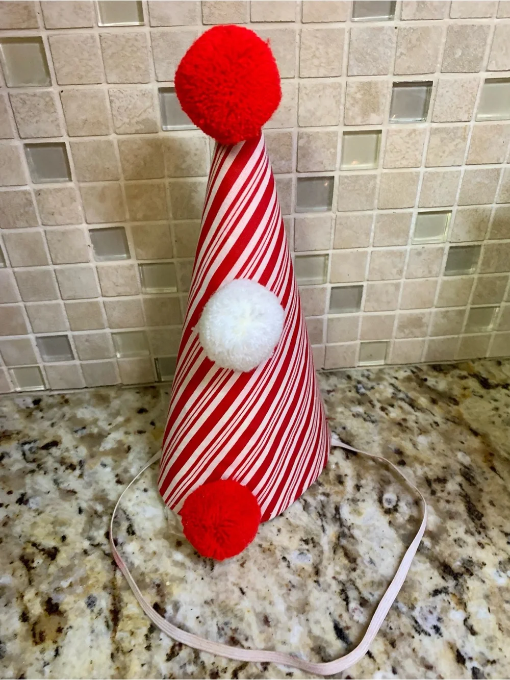 Vintage Handmade Red White Striped Clown Costume w/Collar & Hat - Youth (5-8 yr)